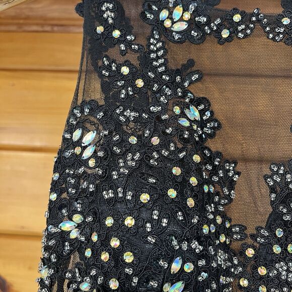 Jovani JVN Womens Prom Formal Dress Beaded Rhinestone Gown Black Sz 2 - Picture 3 of 8